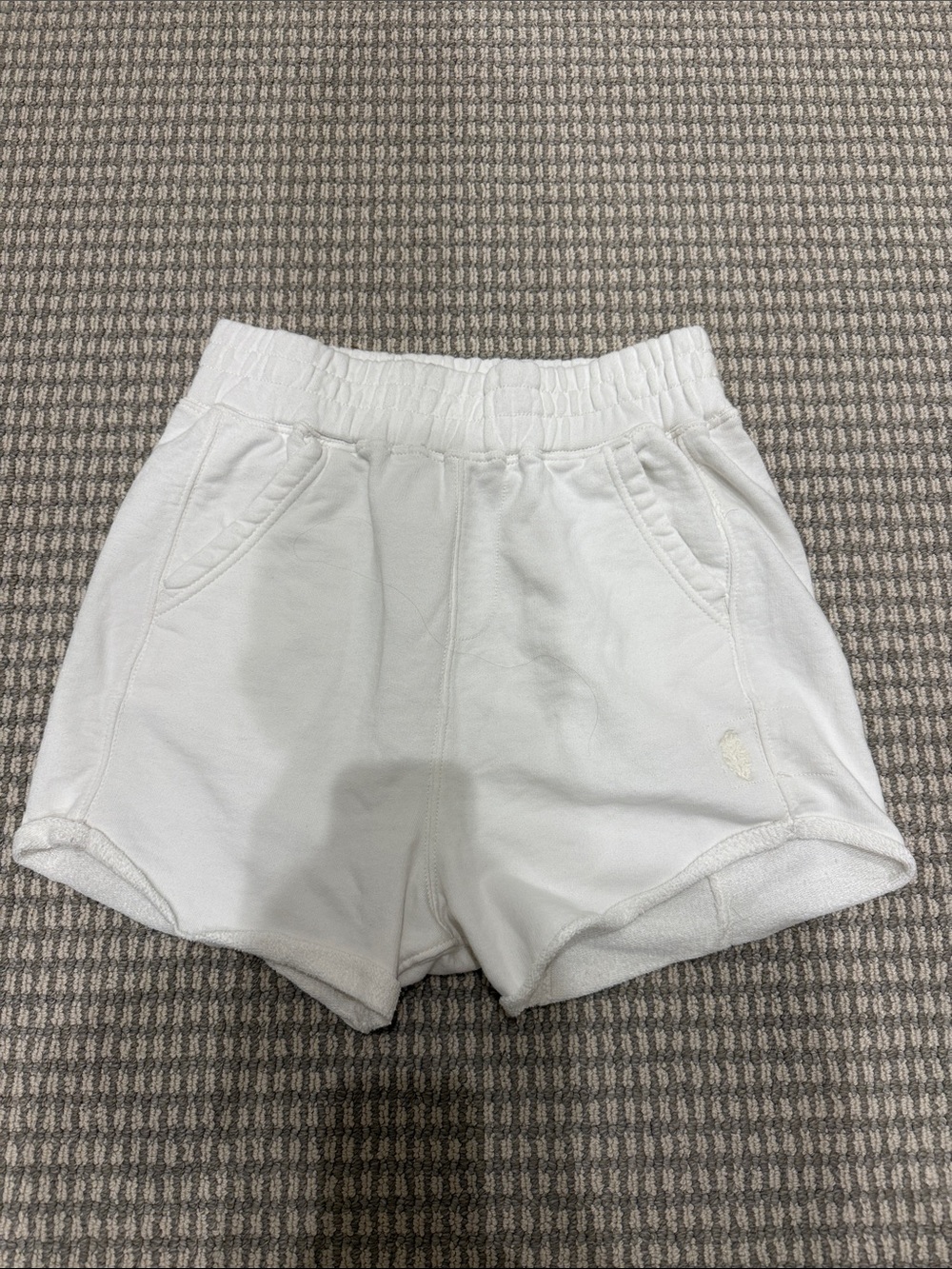 Free People White Elastic-Waist Athletic Shorts